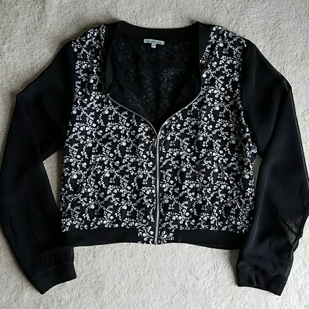 Sheer Sleeve Zip-up